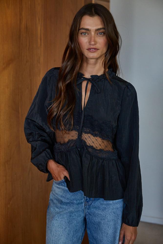 Break Free Lace Top  - Black