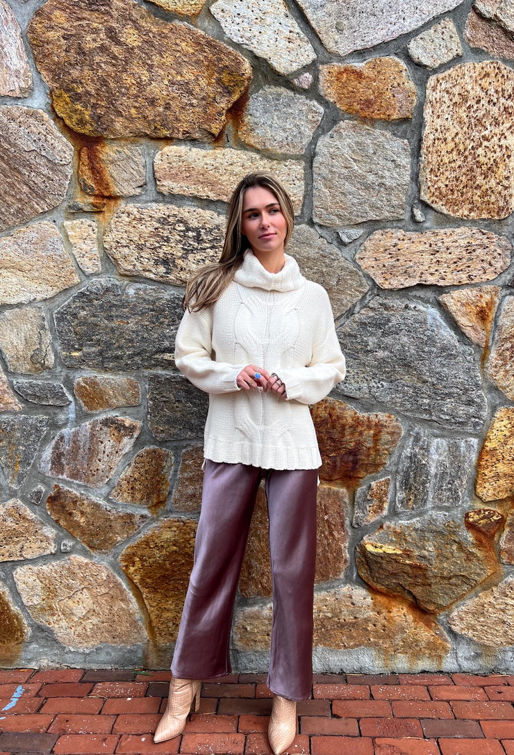 Satin Babe Bais Long Pant - Mauve Brown