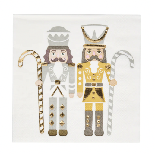 Cocktail Napkin Gilded Nutcracker/20pkg/FOIL 3-Ply