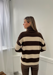 Kaila Oversized Knit Sweater - Brown/Khaki