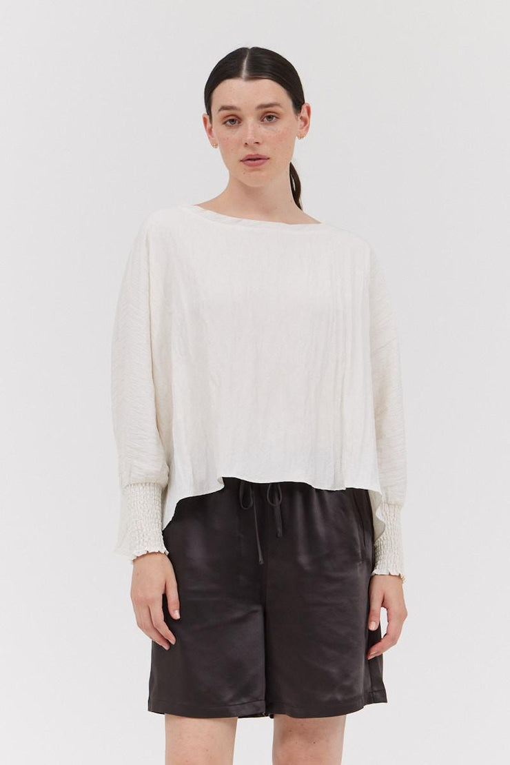 Coastal Breeze Long Sleeve Blouse - Milk