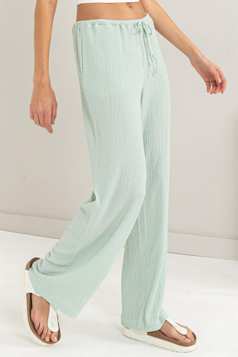 Take A Break Wide Leg Drawstring Pants - MINT