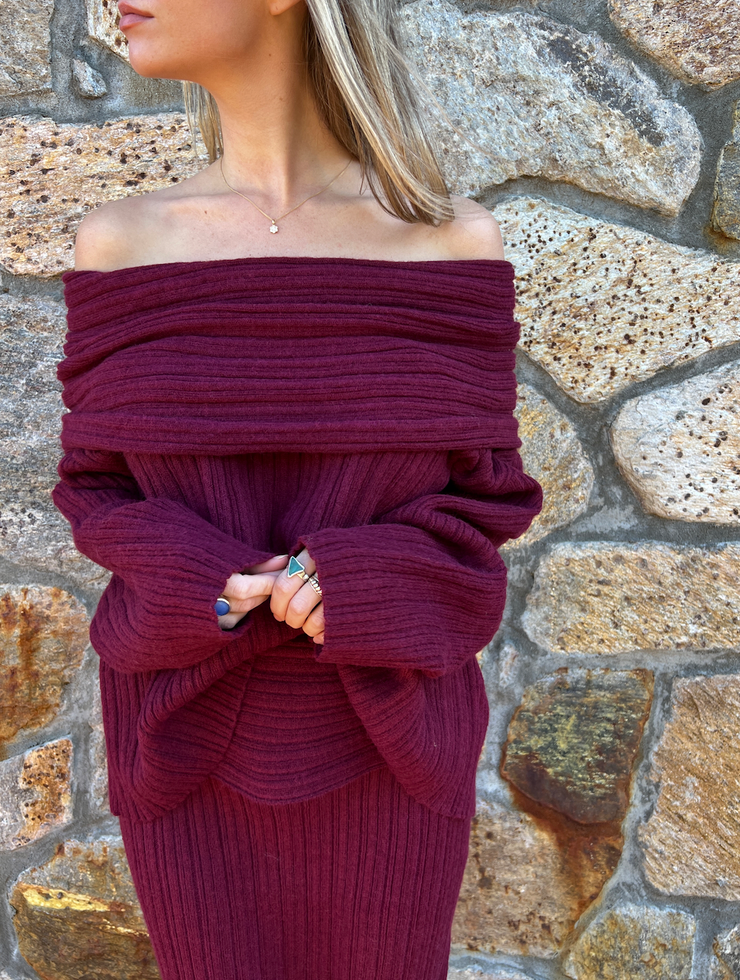 Best Dressed Maxi Sweater Skirt - Ruby