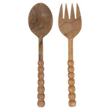 Beaded Wood Serving Set