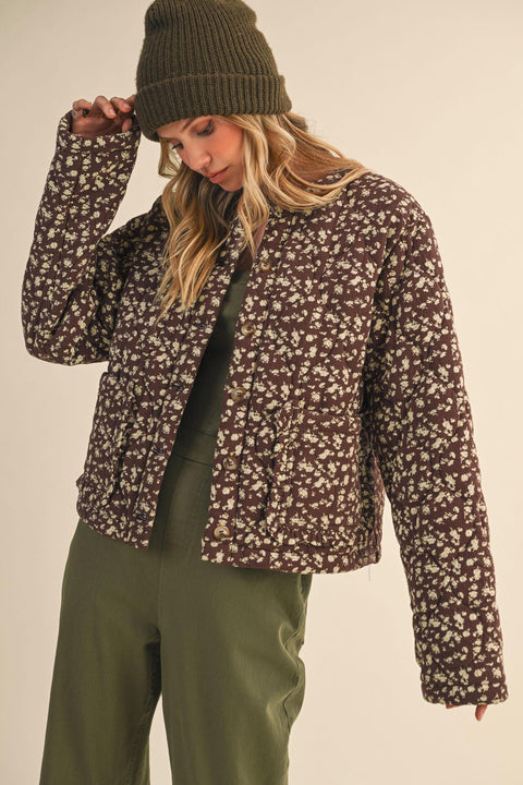 Flower Power Padded Jacket - Brown