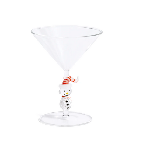 Snowman Sips Glassware - Martini Glass