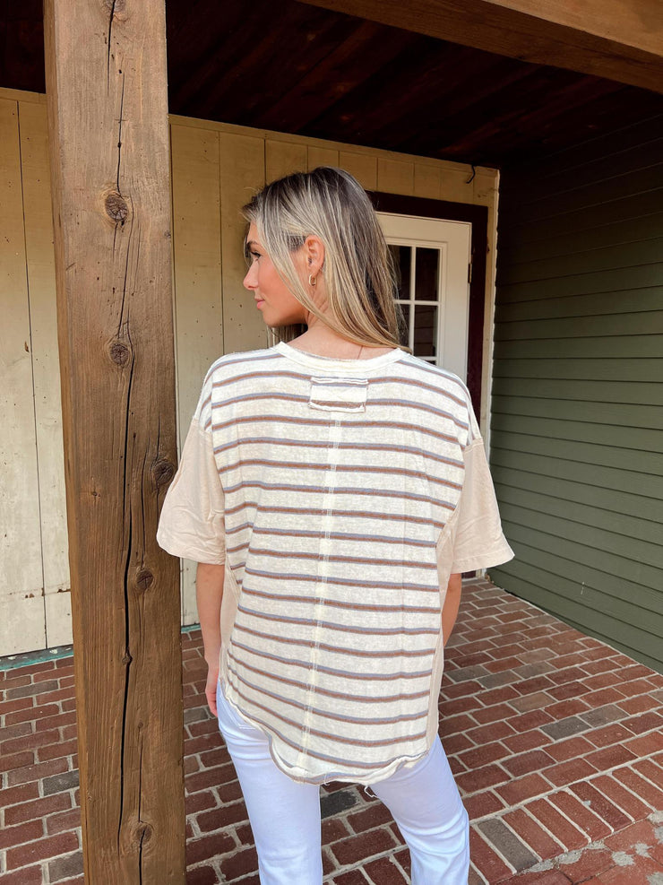 Bobbi Henley Top - Natural/Camel