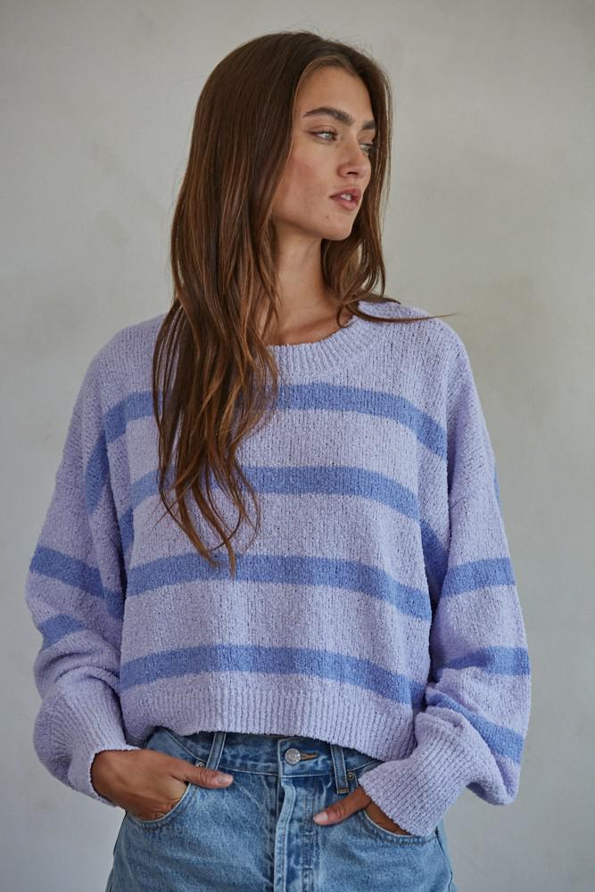 Rowan Striped Sweater Top - Lilac/Periwinkle