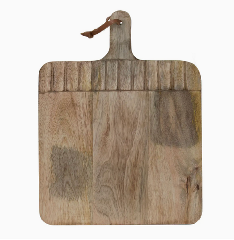 Wide Rectangle Hand Carved Wood Serving Cutting Board
