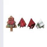 Woven Dish Cloths & Tree Shaped Board, Set of 4 Tied with Jute