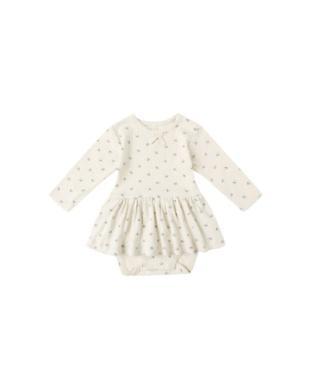 Pointelle Skirted Bodysuit - Blue Ditsy