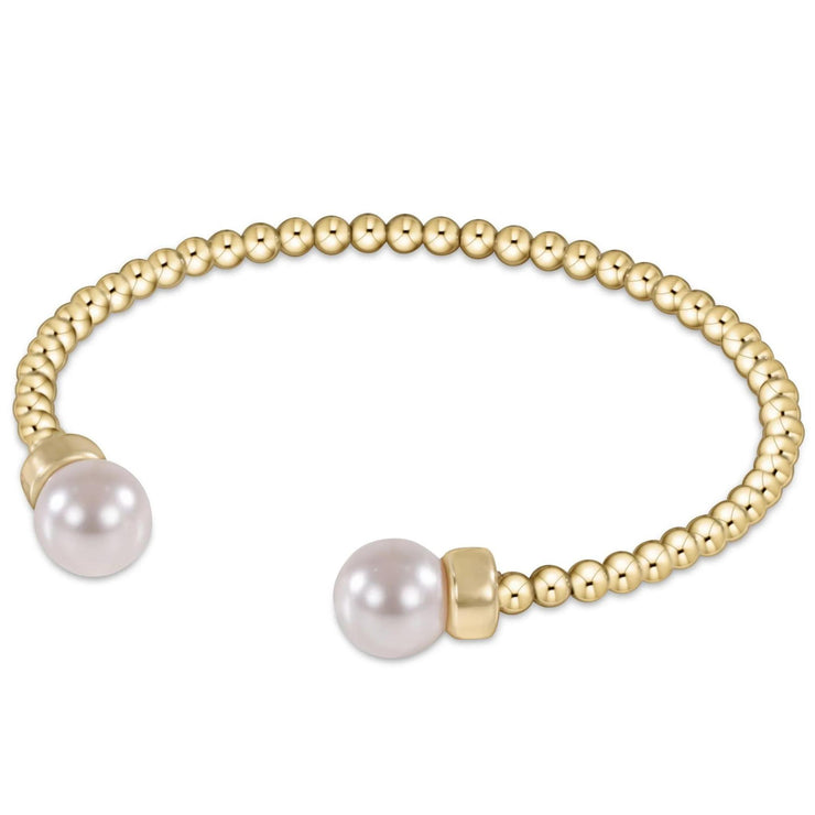 E. Newton Classic Gold 3mm Bead Cuff - Pearl