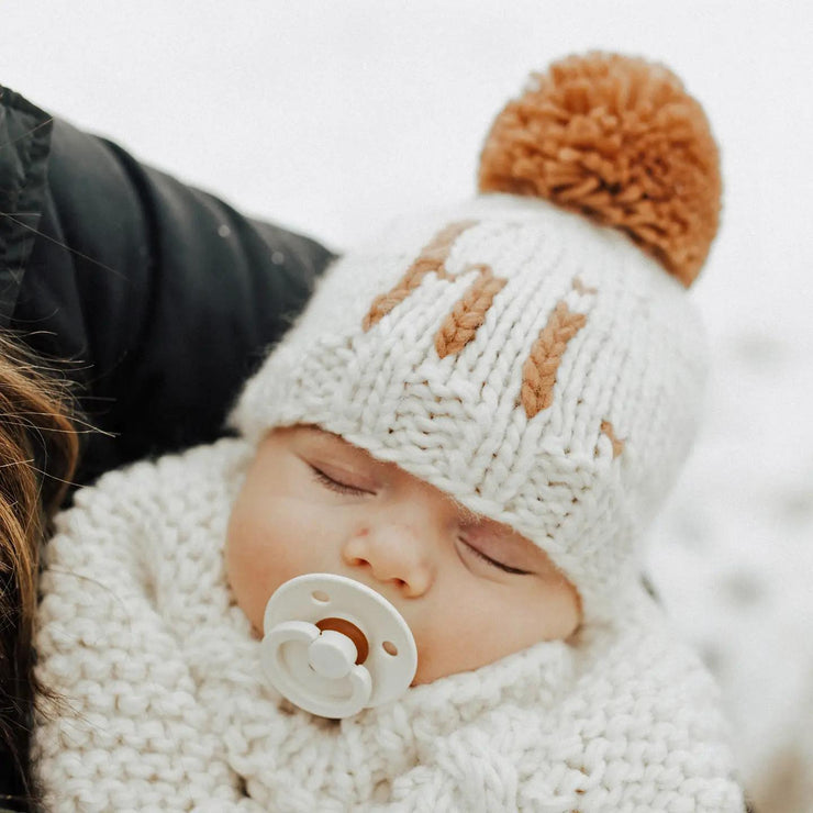 Hi. Pecan Hand Knit Beanie Hat Baby & Kids