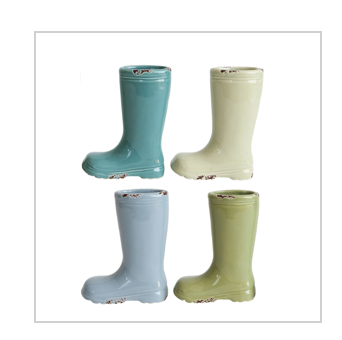 Distressed Stoneware Boot Vase