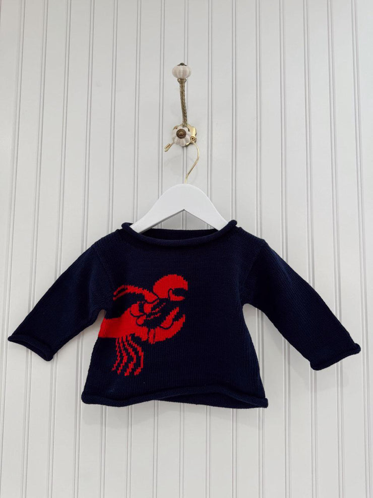 Lobster Wrap Around Roll Knit Sweater - Navy