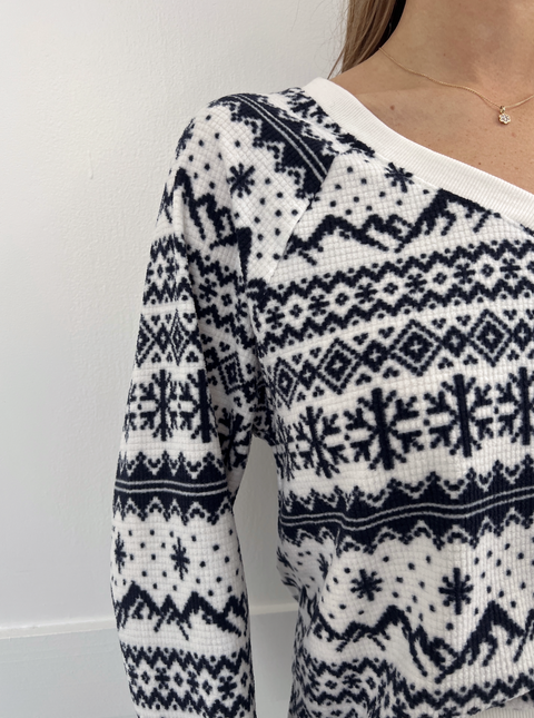 Slopes Fairisle Long Sleeve Top - Vanilla Ice