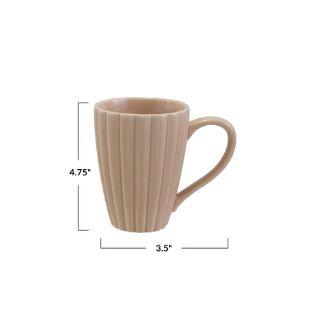 14 oz. Stoneware Ribbed Mug, Reactive Glaze - all colors