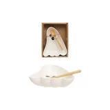 Boxed Stoneware Ghost Shaped Dish with Spoon
