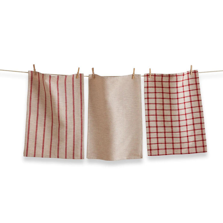 Red Vintage Dishtowel Set Of 3