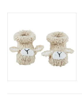 Knit Booties - Cream Lamb, Newborn