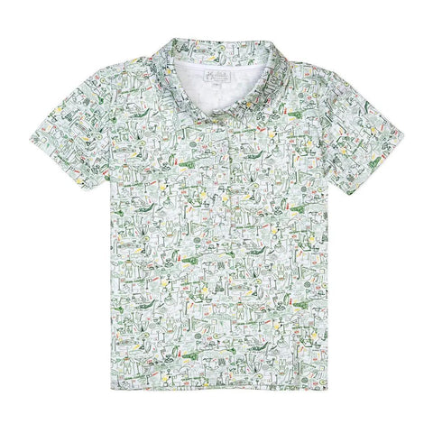 Kids Golf Print Polo Shirt