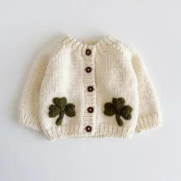 Clover Cardigan Baby Kids Shamrock Knit