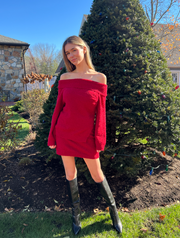 Merry Vibe Off The Shoulder Sweater - Red