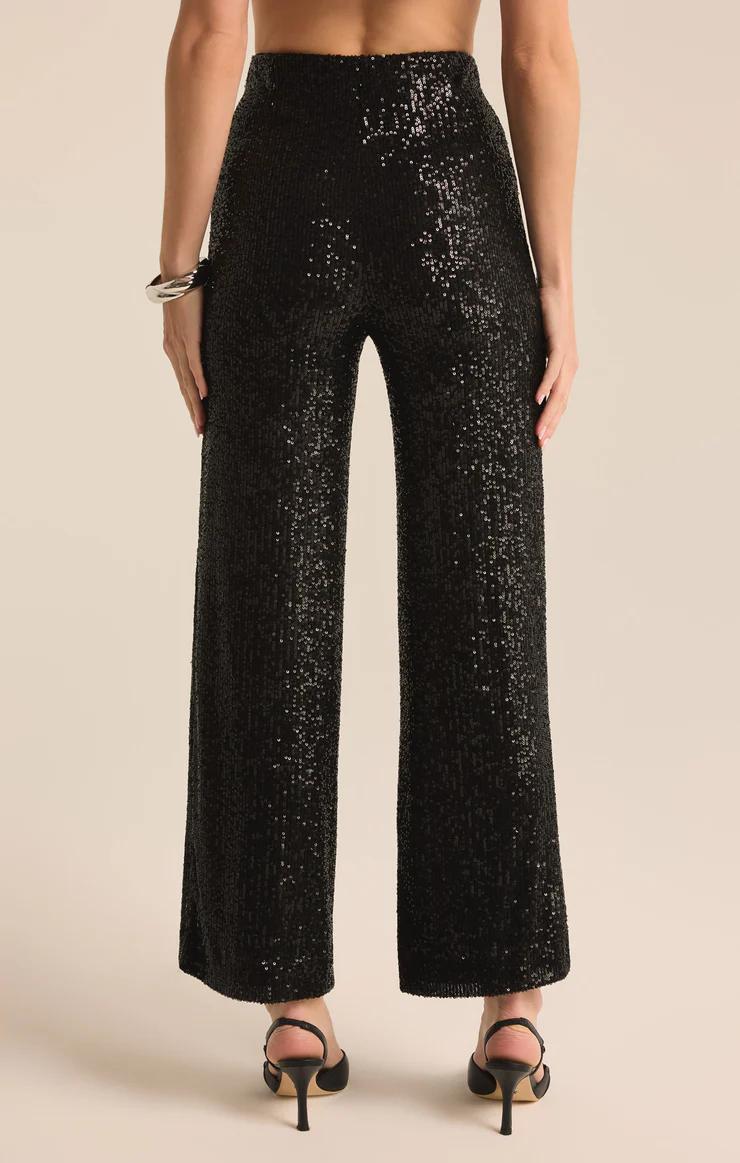 Black Pants Skylar Sequin Cropped Pant