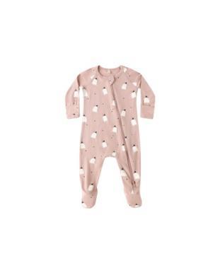 Pink Ghosts Bamboo Zip Footie