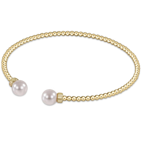 E. Newton Classic Gold 2mm Bead Cuff - Pearl