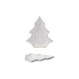 White Stoneware Tree Shaped Plate with Trees