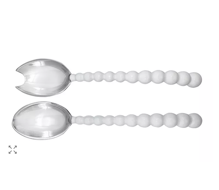 Mariposa White Pearled Salad Servers