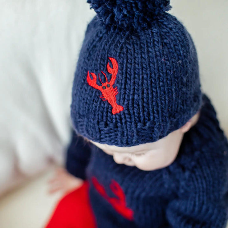 Navy Lobster Beanie Hat For Baby & Kids