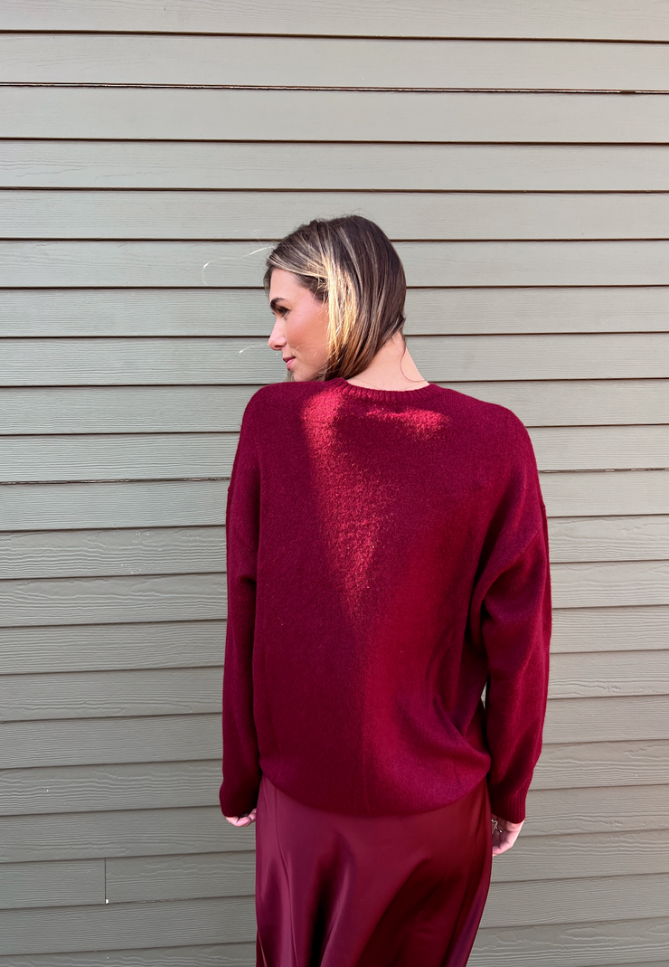 Feel Good Sweater - Maroon Knit