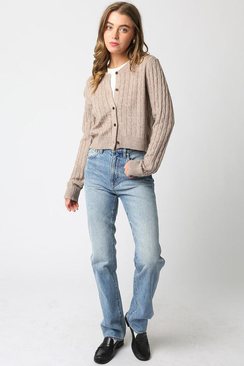 Josie Knit Sweater Cardi - Taupe