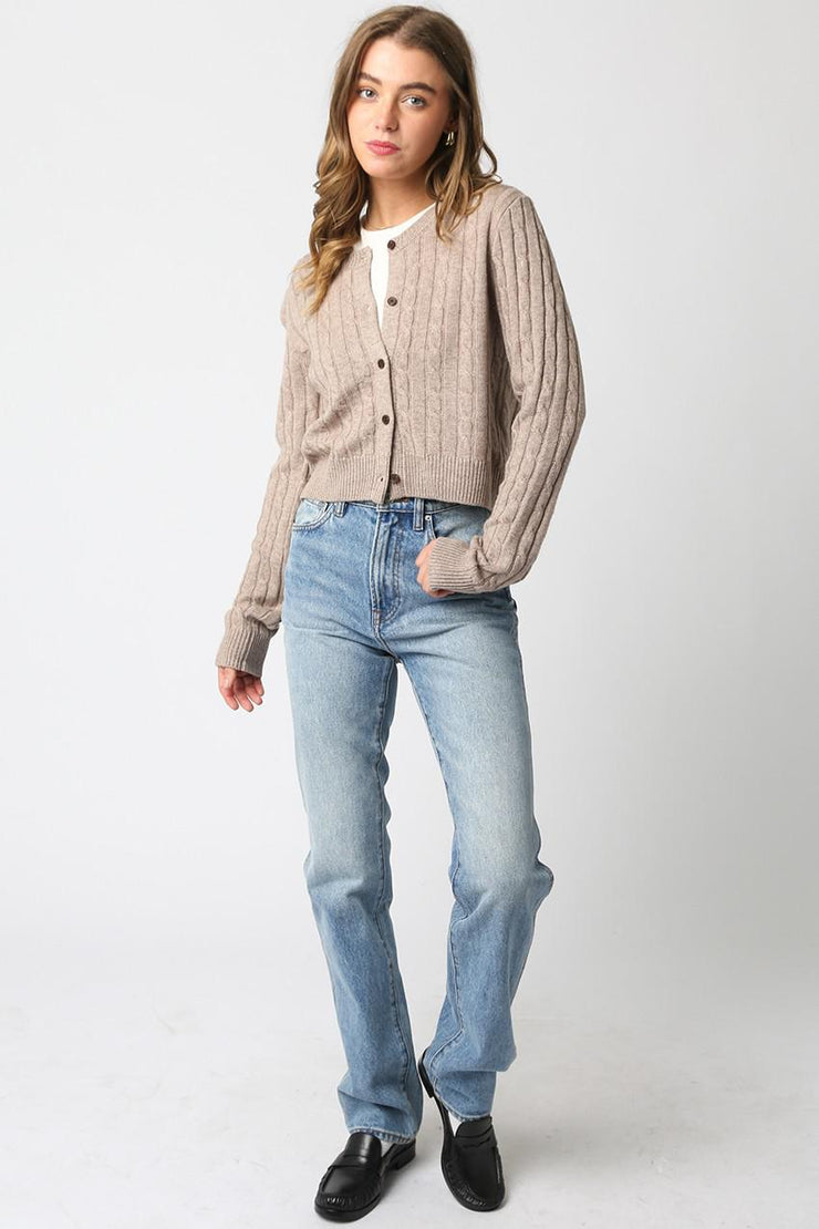 Josie Knit Sweater Cardi - Taupe
