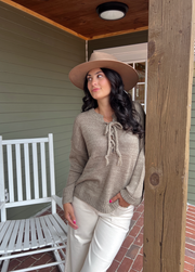 Lace Up Babe Sweater - Olive