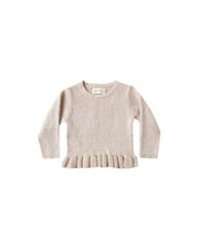Rib Knit Peplum Top - Heather Oatmeal