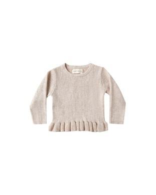 Rib Knit Peplum Top - Heather Oatmeal