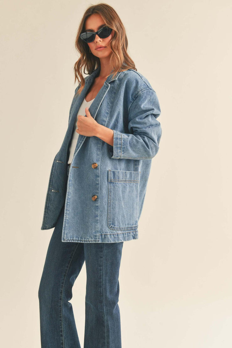 Denim Down Oversized Blazer