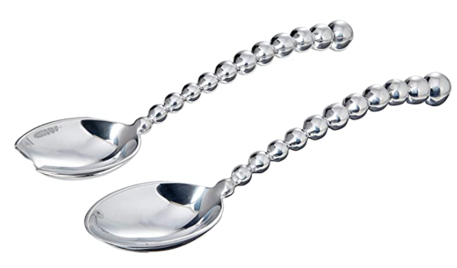 Mariposa Silver Pearled Salad Servers
