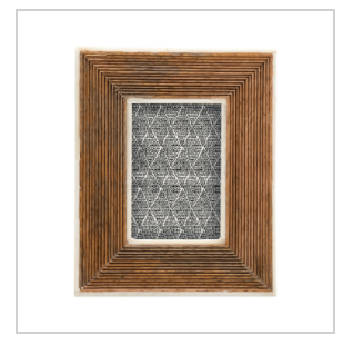 Hand-Carved Photo Frame with Bone Border
