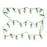 Recycled Mercury Glass Ornament Garland with Jute Cord, Green