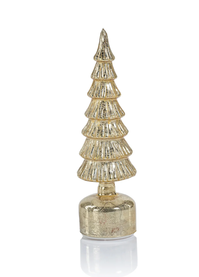Med. Alpine Rotating LED Tree - Antique Gold