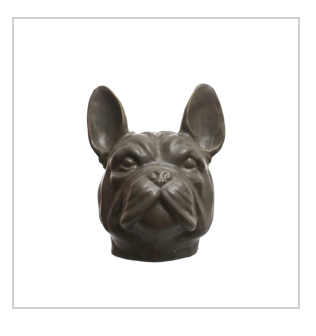 Stoneware French Bulldog Head Vase,