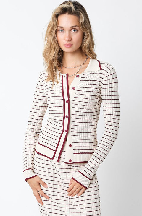Celine Sweater - Cream/ Crimson