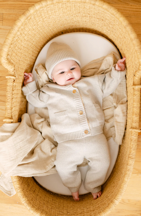 Merino Wool Baby Gift Set in Light Heather Gray