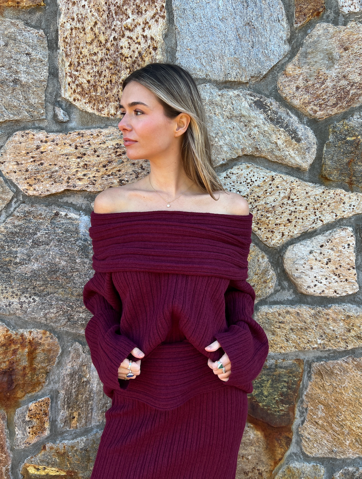 Best Dressed Off The Shoulder Sweater - Ruby