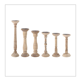 Large Wood and Metal Candle Holder