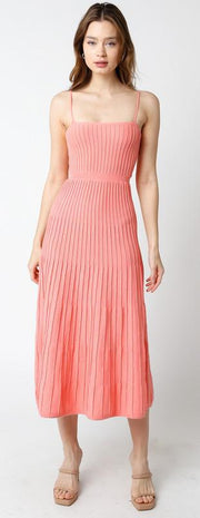 Twirl Into Spring Sweater Dress Coral